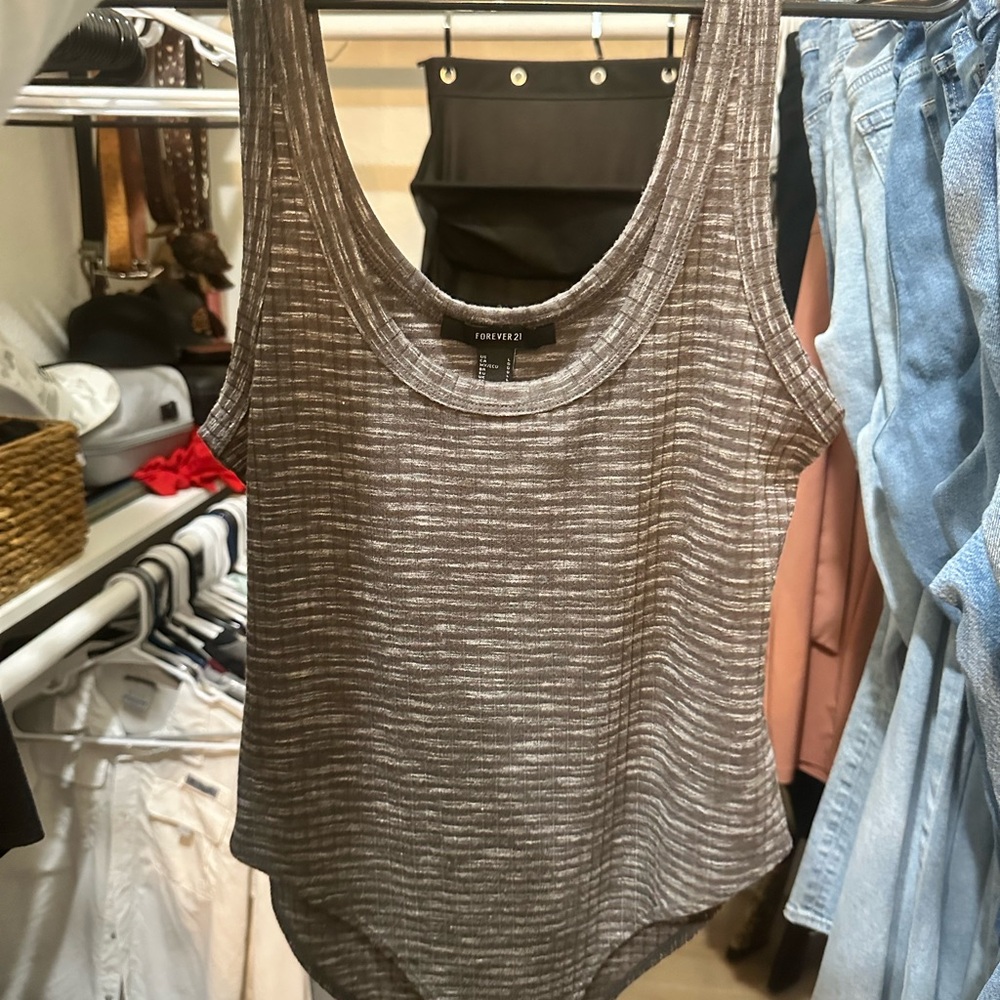 Forever 21 Brown Striped Bodysuit